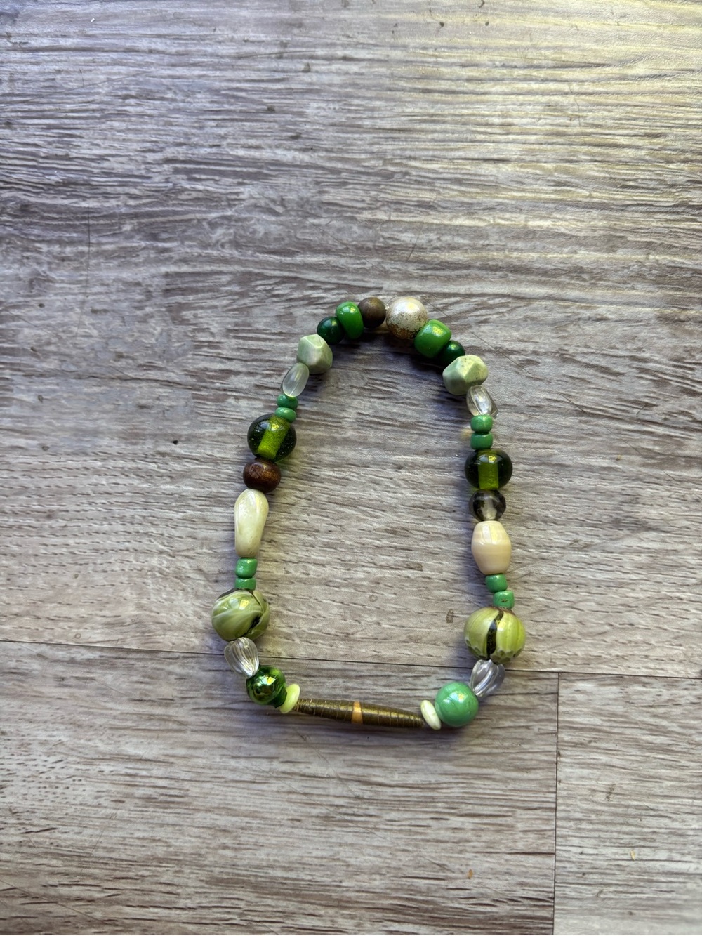 Handmade by me Green Bead Stretch Bracelet